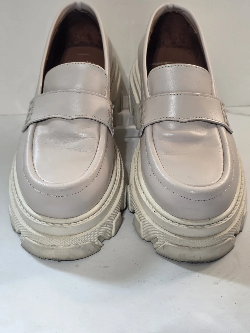 ALOHAS TRAILBLAZER LEATHER LOAFERS CREAM IVORY SZ 39(US 8-8.5)